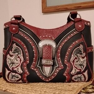 P&G Western Black and Red Women's Bag